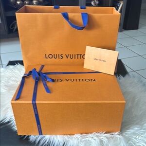 Louis Vuitton Orange Gift Set with Blue Accents